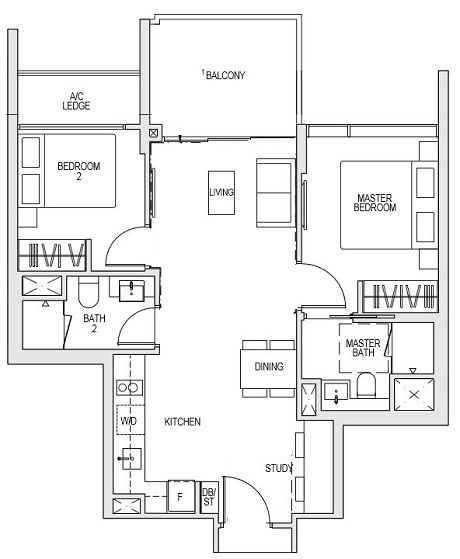 Kent Ridge Hill Residences 2 Bedroom Plus Study BS1