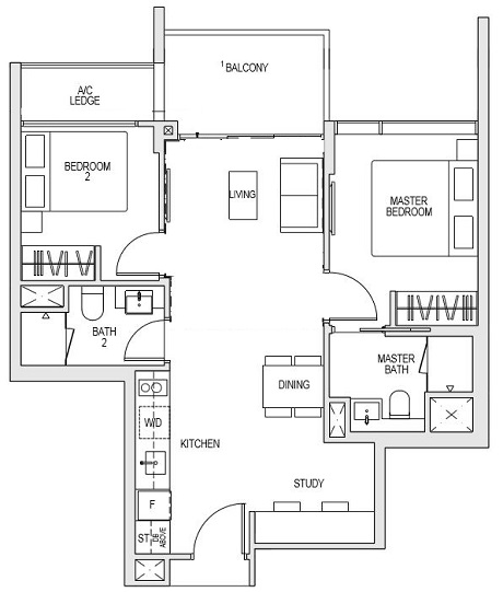 Kent Ridge Hill Residences 2 Bedroom Plus Study BS2