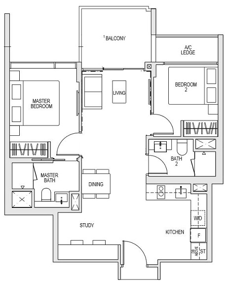Kent Ridge Hill Residences 2 Bedroom Plus Study BS5
