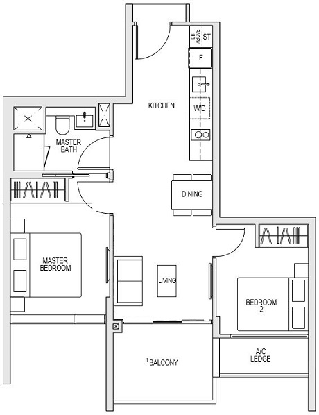 Kent Ridge Hill Residences 2 Bedroom Compact