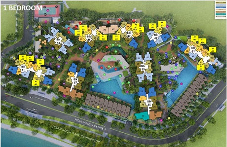 Riverfront Residences Site Plan with 1 bedroom label