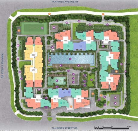 The Alps Residences Condominium Site Plan at Tampines
