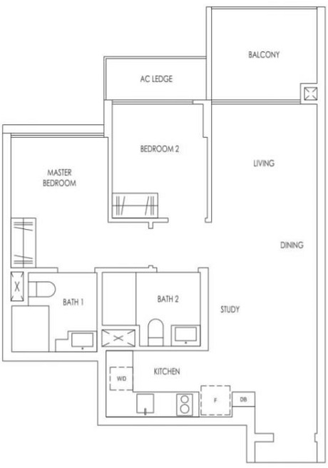 Treasure At Tampines Floor Plan 2 Plus Study 