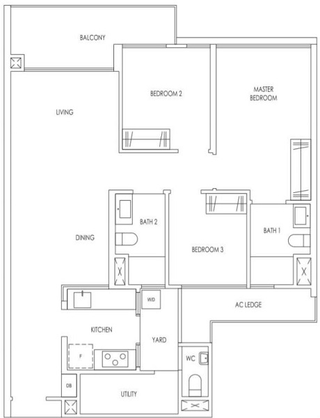 Treasure At Tampines Floor Plan 3 Bedroom Premium