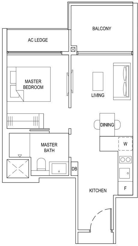 TFR Floor Plan 1 bedrom Type 1B2 45_484