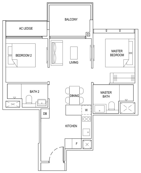 TFR Floor Plan 2 Bdr Premium 2D1 60_646