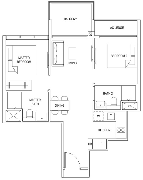TFR Floor Plan 2 Bdr Premium 2D2 62_667