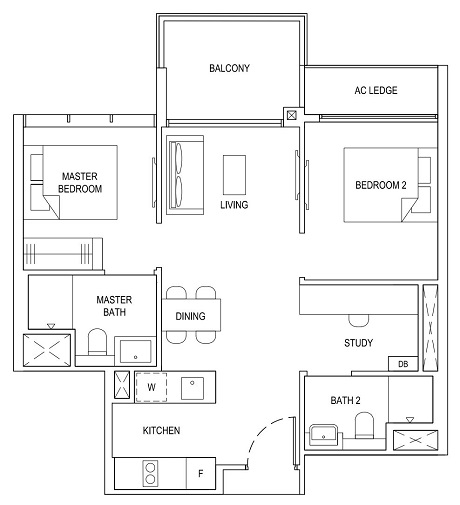 TFR Floor Plan 2 plus Study 2S1 65_700