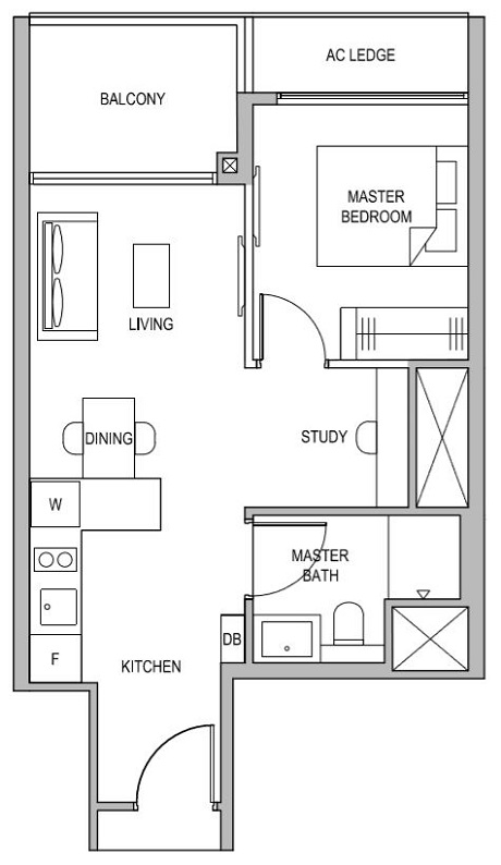 The Florence Residences Floor Plan 1 Plus Study