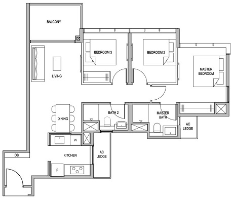 The Florence Residences Floor Plan 3 Bedroom
