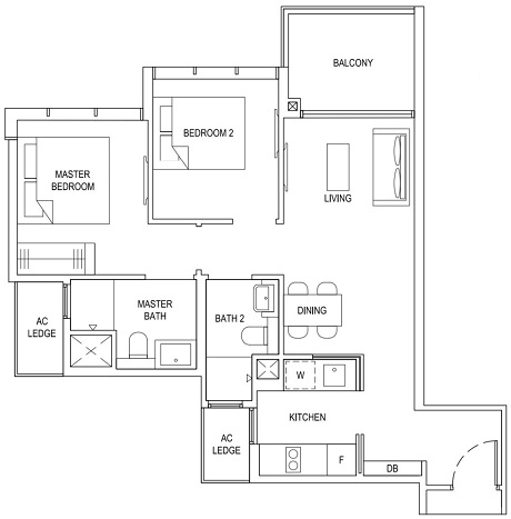 TFR floor plan 2 Bdr Premium 2D5 67_721