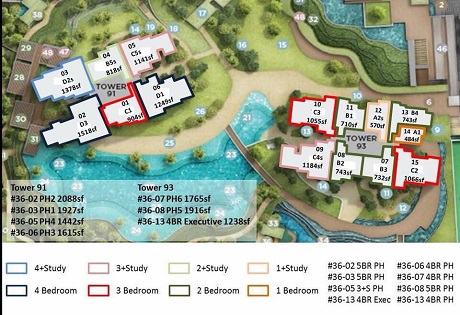 Twin VEW Site Plan with Type of Bedroom